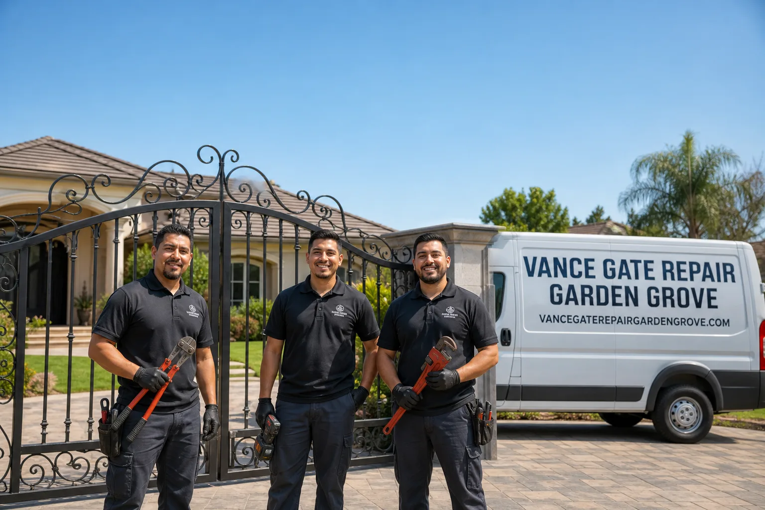 Vance Gate Repair Garden Grove gate repair service vehicle and crew in Garden Grove, CA